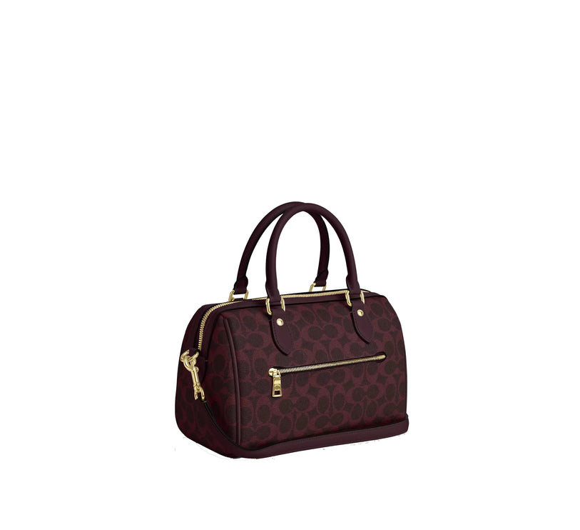 Coach Women's Rowan Satchel Bag In Signature Canvas Gold/Black Currant Multi