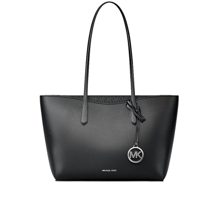 Michael Kors Women's Arden Large Pebbled Leather Tote Bag Black/Silver