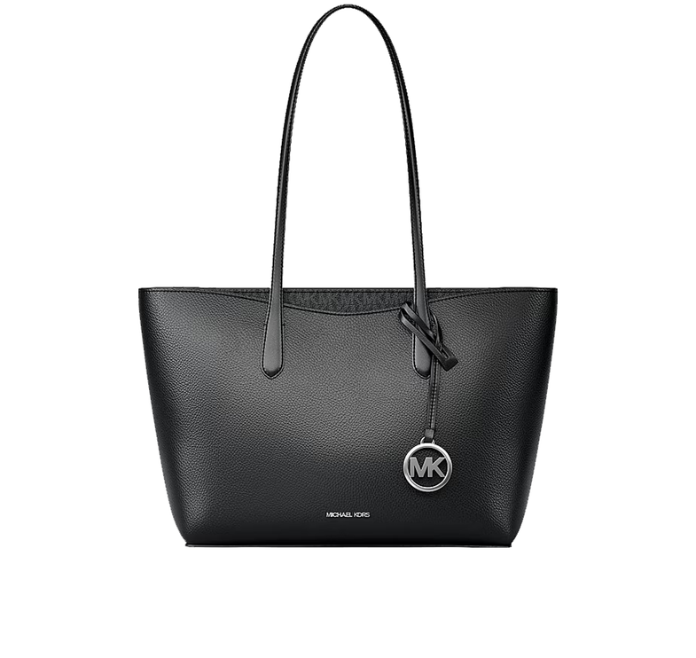 Michael Kors Women's Arden Large Pebbled Leather Tote Bag Black/Silver