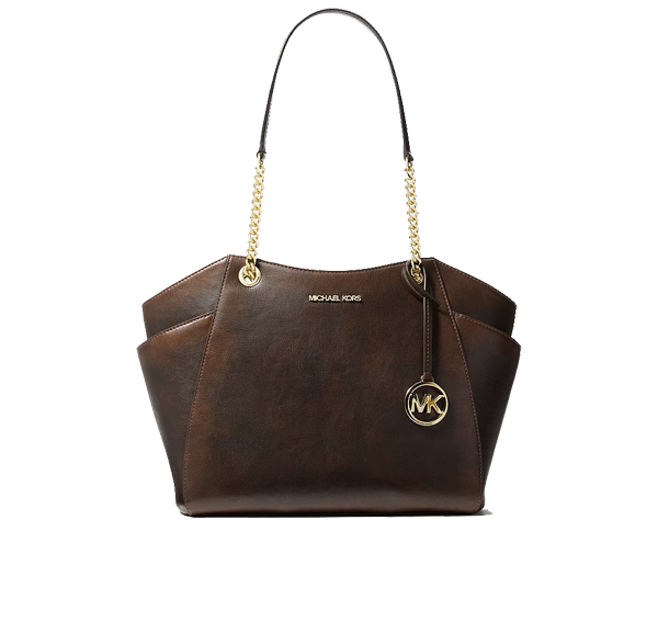 Michael Kors Women's Jet Set Travel Large Burnished Tote Bag Chocolate