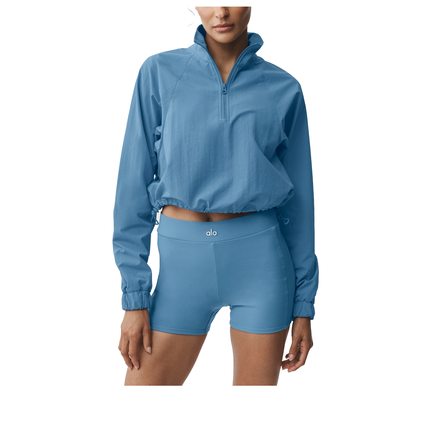 alo Women's Cropped 1/4 Zip Alumni Pullover California Blue