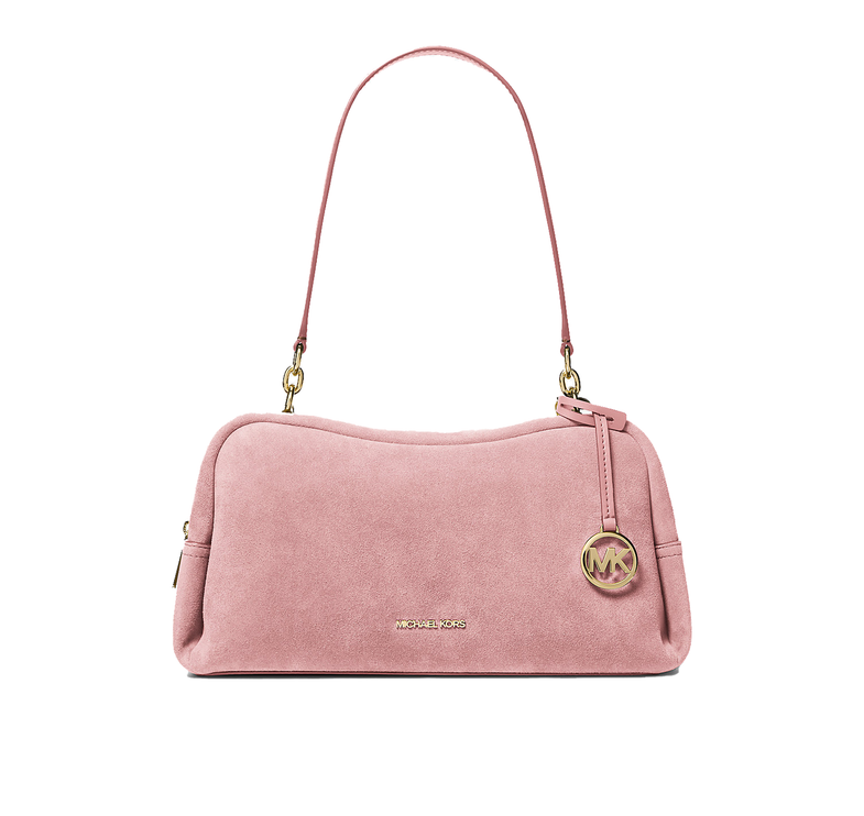 Michael Kors Women's Cecily Medium Suede Shoulder Bag Powder Blush/Gold