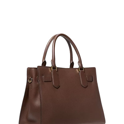 Michael Kors Women's Landon Medium Leather Satchel Bag Nutmeg/Gold