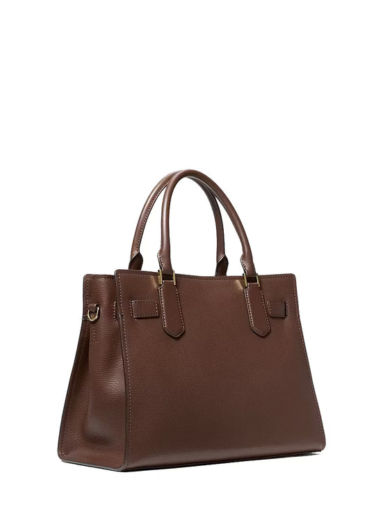Michael Kors Women's Landon Medium Leather Satchel Bag Nutmeg/Gold