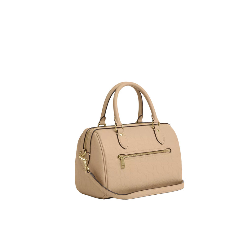 Coach Women's Rowan Satchel Bag In Signature Leather Gold/Oat