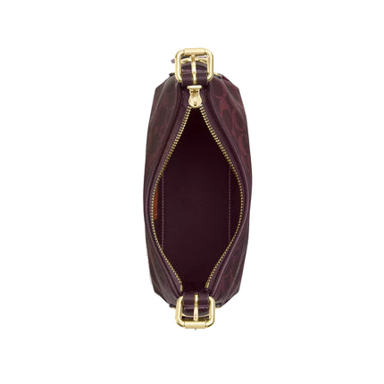 Coach Women's Laurel Shoulder Bag 22 With Buckles In Signature Canvas Gold/Black Currant