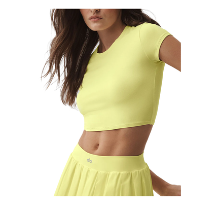 alo Women's Alosoft Crop Finesse Short Sleeve Sunshine