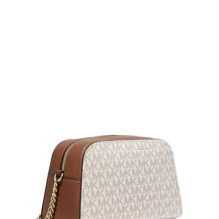 Michael Kors Women's Ashton Extra-Small Signature Logo Camera Crossbody Bag Vanilla/Gold