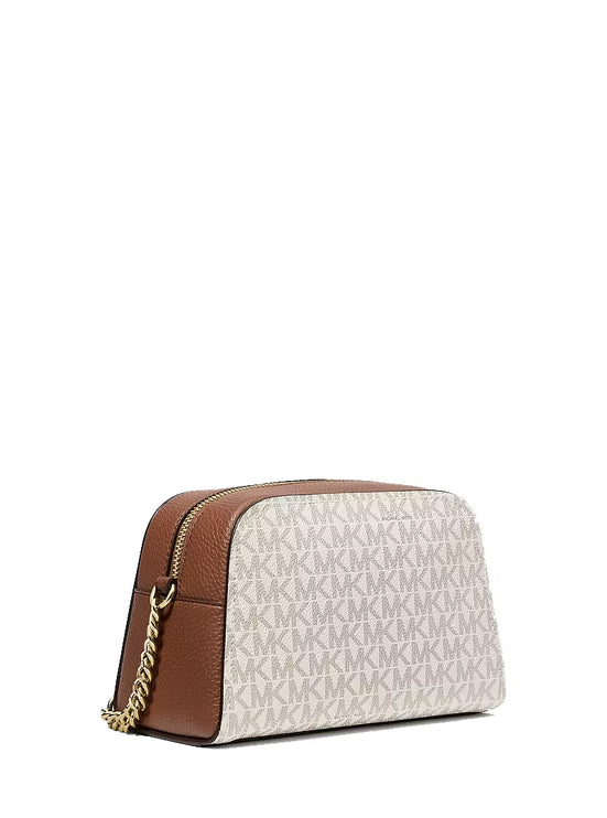 Michael Kors Women's Ashton Extra-Small Signature Logo Camera Crossbody Bag Vanilla/Gold