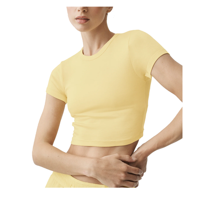 alo Women's Cropped Timeless Tee Warm Butter
