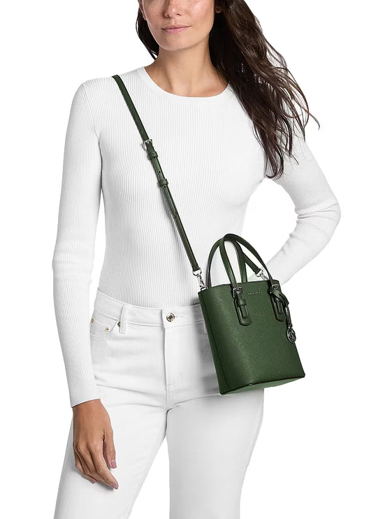 Michael Kors Women's Voyager Extra-Small Leather Convertible Crossbody Bag Amazon Green