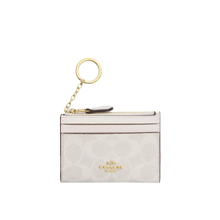 Coach Women's Mini Skinny ID Case In Signature Canvas Gold/White/Chalk