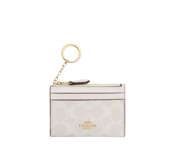Coach Women's Mini Skinny ID Case In Signature Canvas Gold/White/Chalk
