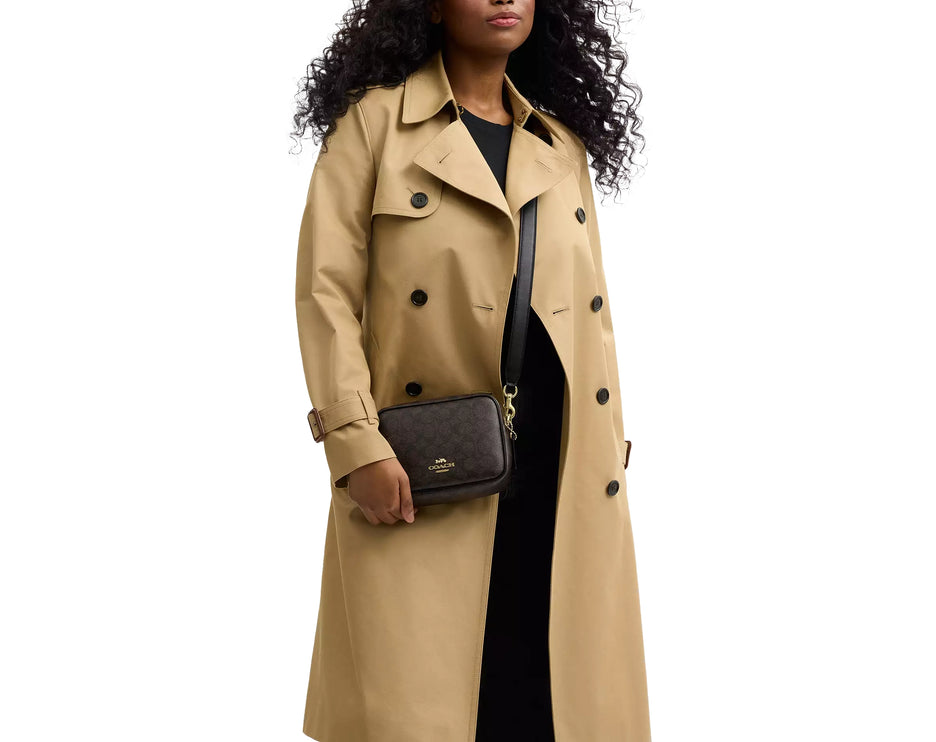 Coach Women's Mini Carey Crossbody Bag In Signature Canvas Gold/Walnut/Black