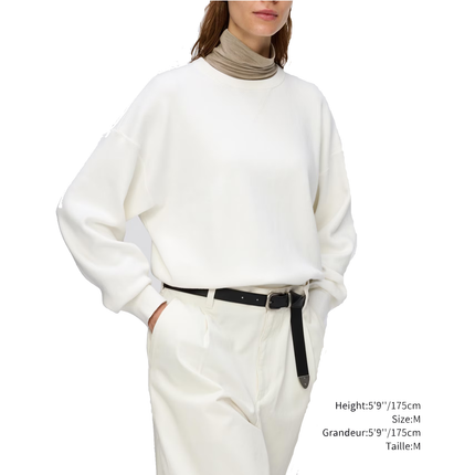 Uniqlo Unisex Smooth Cotton Crew Neck Sweater 01 Off White