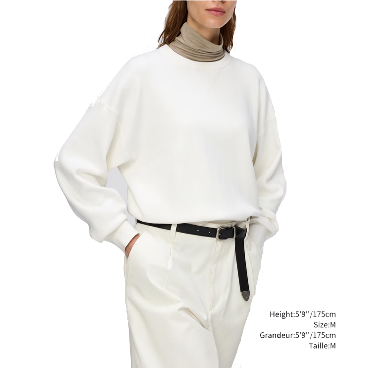 Uniqlo Unisex Smooth Cotton Crew Neck Sweater 01 Off White