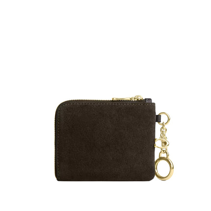 Coach Women's Small Corner Zip Wallet Suede/Gold/Ebony