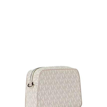 Michael Kors Women's Jet Set Small Signature Logo Camera Crossbody Bag Vanilla/Soft Pink