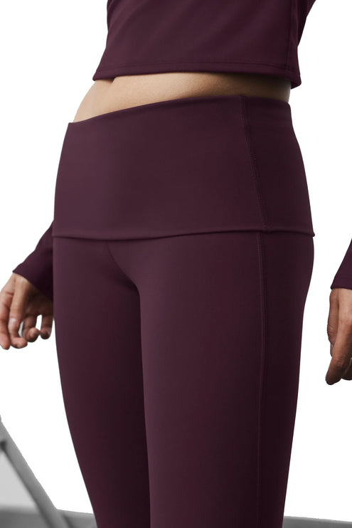 alo Women's ALO Softsculpt Foldover Flare Legging (Regular) Rich Bordeaux