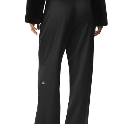 alo Women's Satin High-Waist Smooth Talker Pant (Regular) Black