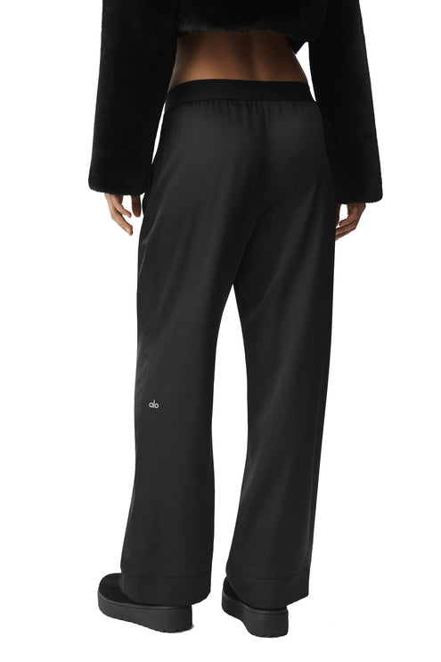alo Women's Satin High-Waist Smooth Talker Pant (Regular) Black