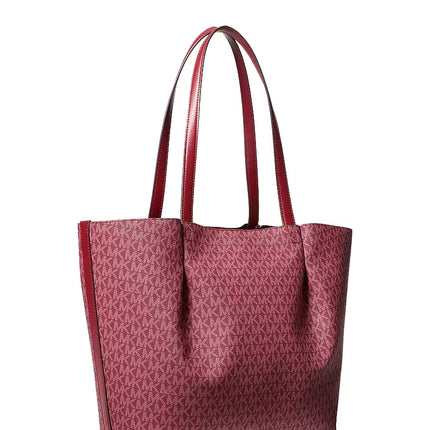 Michael Kors Women's Carson Large Signature Logo Tote Bag Maroon
