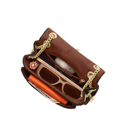 Coach Women's Elodie Crossbody Bag 18 With Quilting Suede/Gold/Ebony
