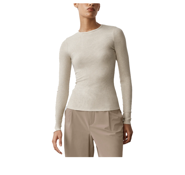 alo Women's Ribbed Modal Long Sleeve Oatmeal Heather