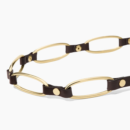 Michael Kors Women's Chain Link Leather Belt Chocolate