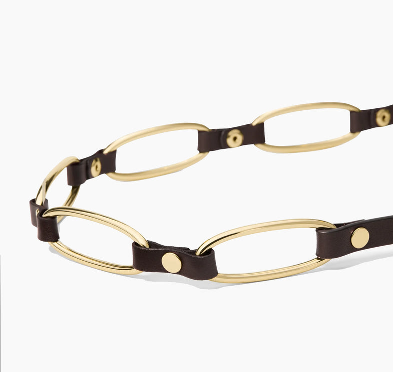 Michael Kors Women's Chain Link Leather Belt Chocolate