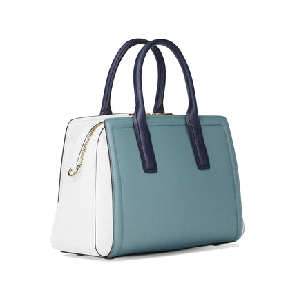 Michael Kors Women's Laila Medium Color-Block Pebbled Leather Satchel Chambray Multi
