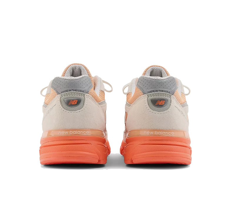 New Balance Made in USA 990v4 Moonbeam with Tangerine Heat and Dried Orange U990MO4