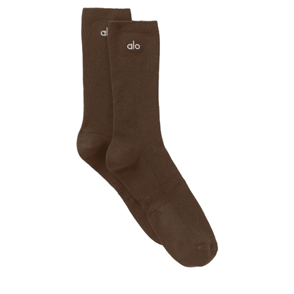 alo Unisex Half-Crew Understated Sock Espresso