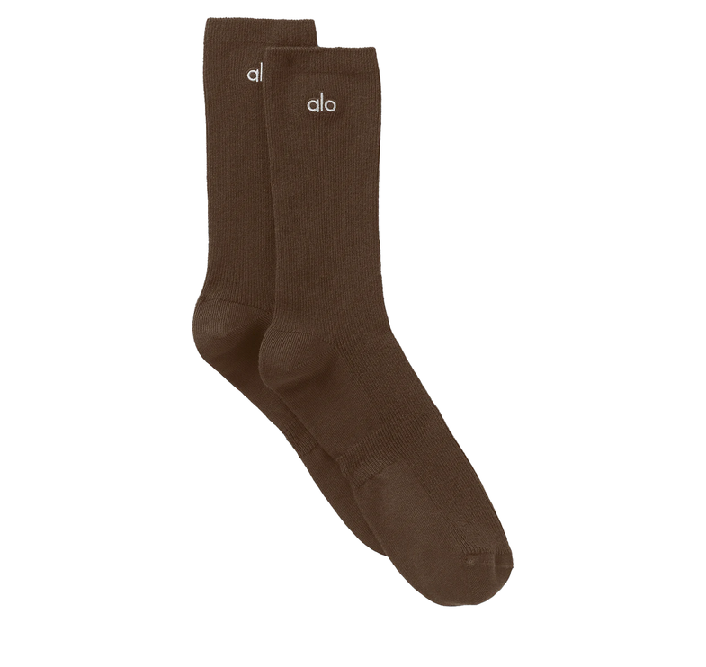 alo Unisex Half-Crew Understated Sock Espresso