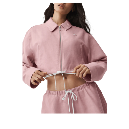 alo Women's Cropped Fan Favorite Full Zip Jacket Vintage Pink