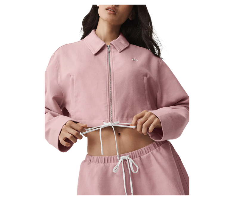 alo Women's Cropped Fan Favorite Full Zip Jacket Vintage Pink