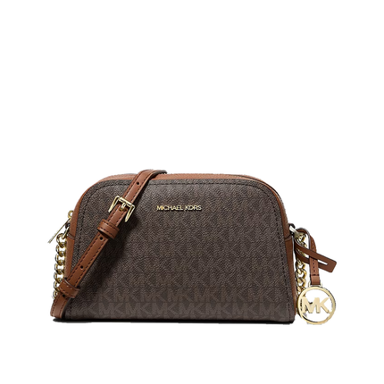 Michael Kors Women's Ashton Extra-Small Signature Logo Camera Crossbody Bag Brown/Gold