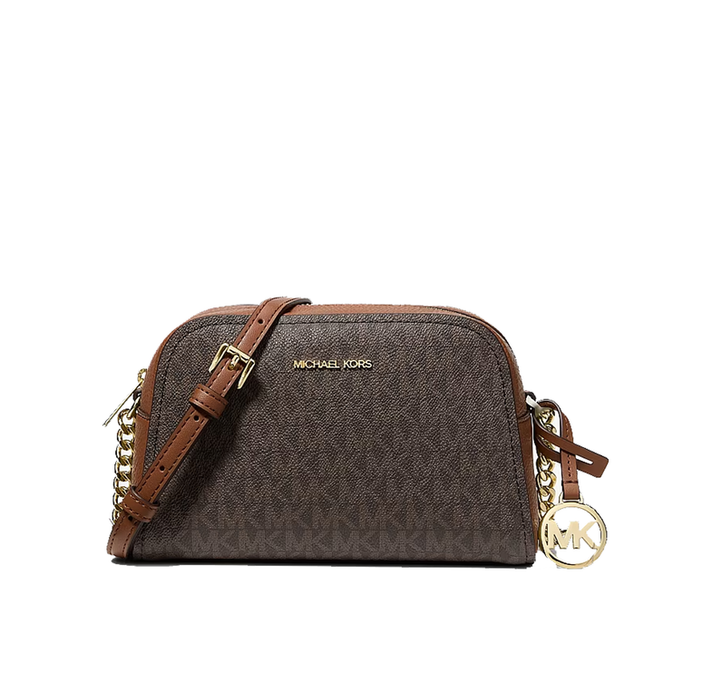Michael Kors Women's Ashton Extra-Small Signature Logo Camera Crossbody Bag Brown/Gold