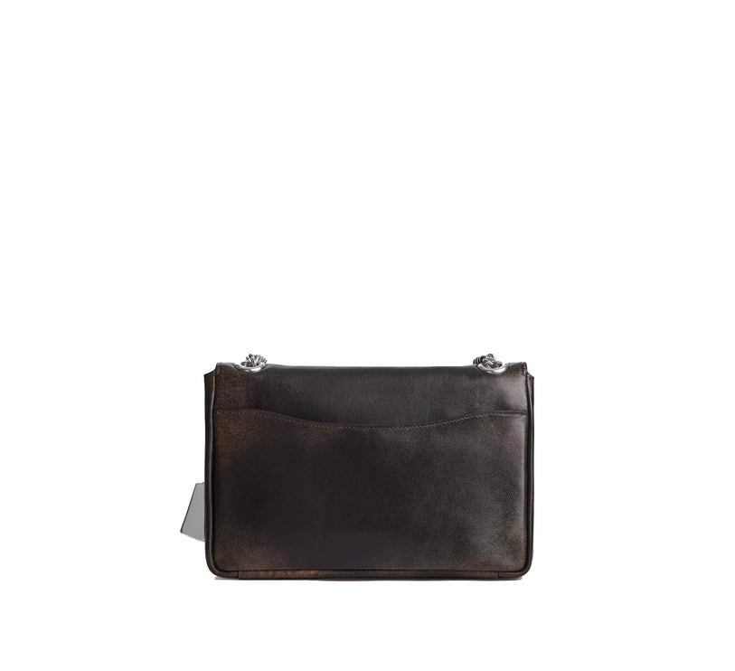 Coach Women's Elodie Crossbody Bag 24 In Loved Leather Silver/Black Brown