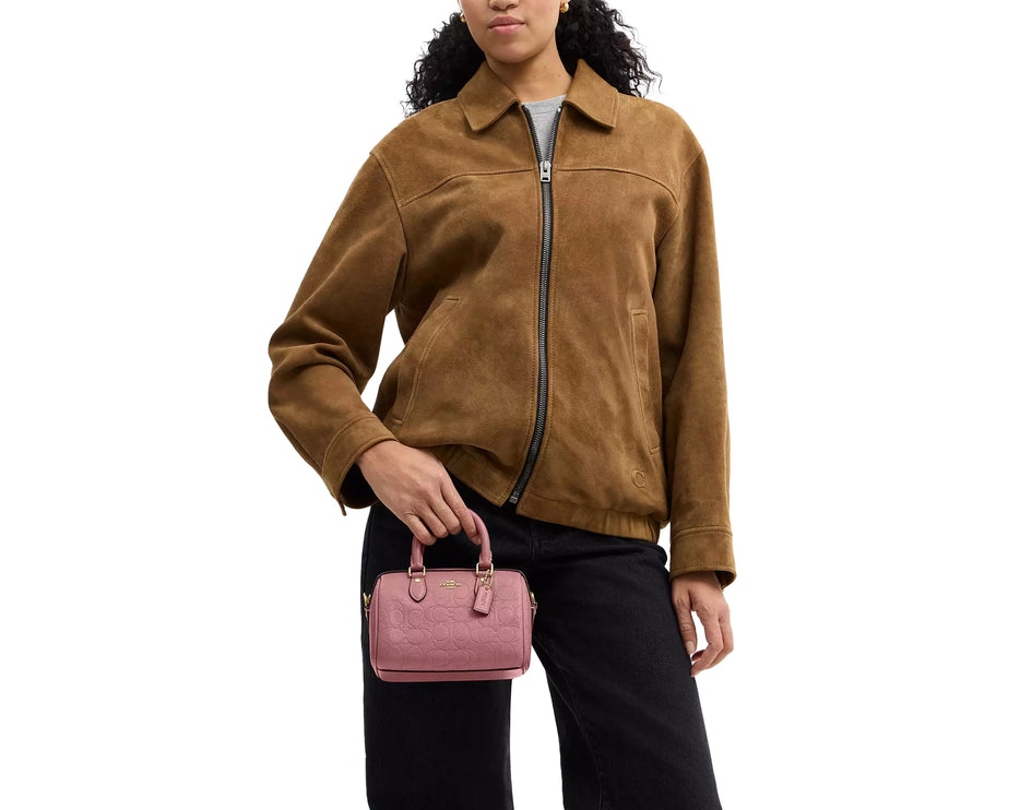 Coach Women's Mini Rowan Crossbody Bag In Signature Leather Gold/Peony