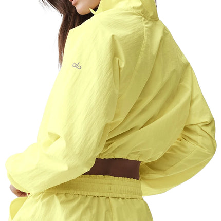 alo Women's Cropped 1/4 Zip Alumni Pullover Sunshine