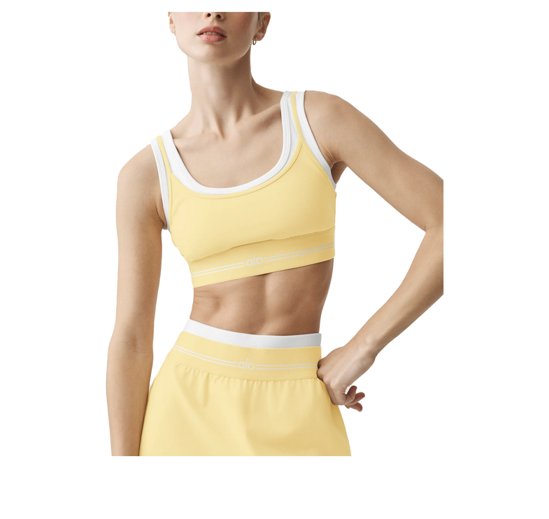 alo Women's Airbrush Better Together Bra Warm Butter/White