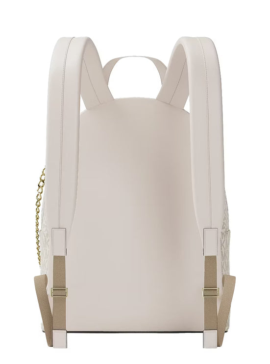 Michael Kors Women's Slater Large Signature Logo Backpack Light Cream Multi/Gold