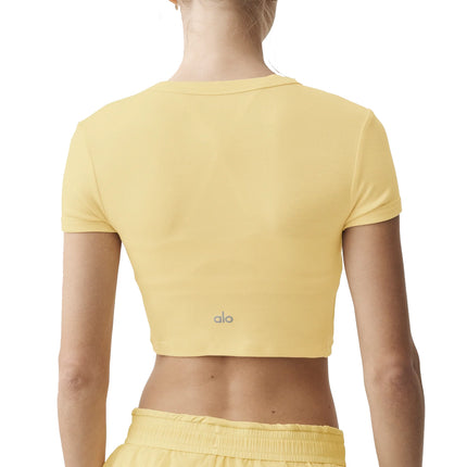 alo Women's Cropped Timeless Tee Warm Butter
