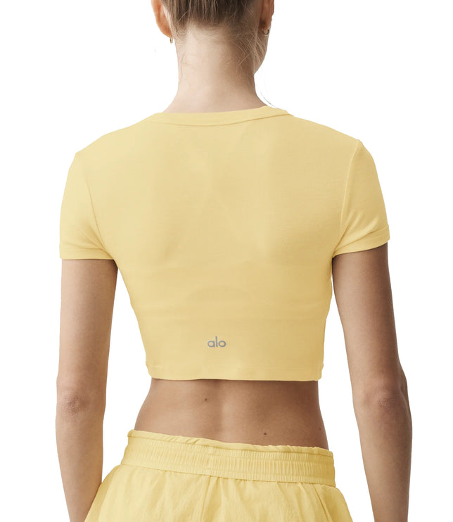 alo Women's Cropped Timeless Tee Warm Butter