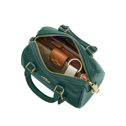 Coach Women's Mini Rowan Crossbody Bag Gold/Emerald