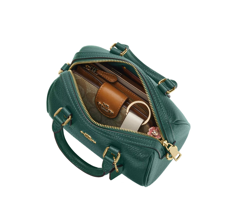 Coach Women's Mini Rowan Crossbody Bag Gold/Emerald