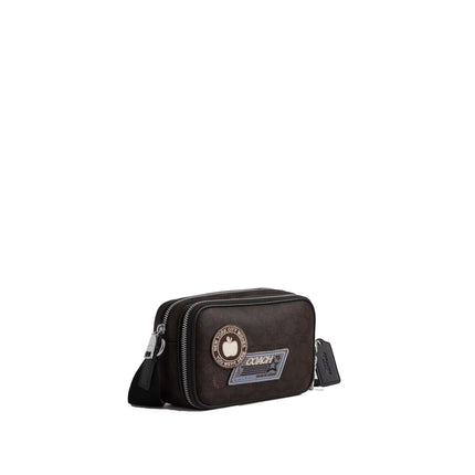 Coach Unisex Colton Crossbody Bag 19 In Signature Canvas With Patches Silver/Walnut/Black