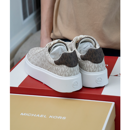Michael Kors Women's Romey Two Tone Logo Platform Sneaker Vanilla