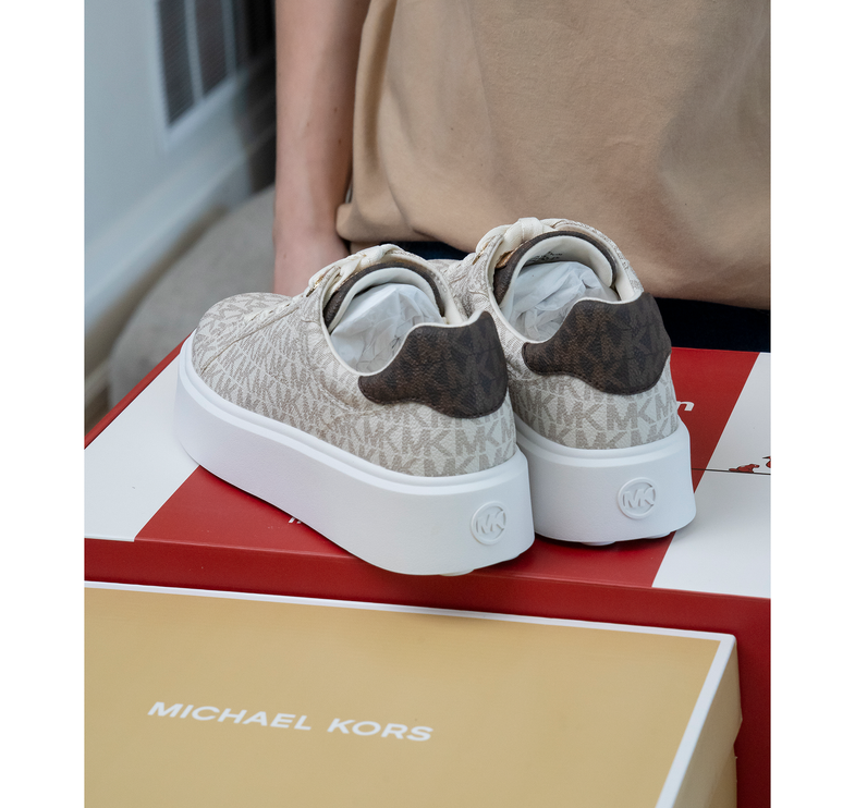 Michael Kors Women's Romey Two Tone Logo Platform Sneaker Vanilla